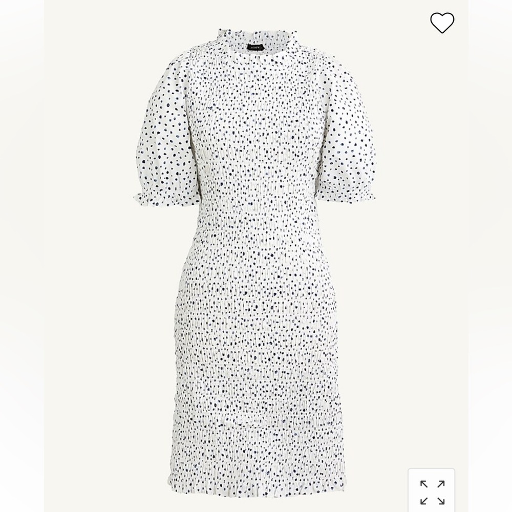 SOLD OUT J. CrewPuff-sleeve smocked mini dress in dot